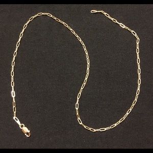 Gold Chain Paper Clip 16in 3mm .925 Italy